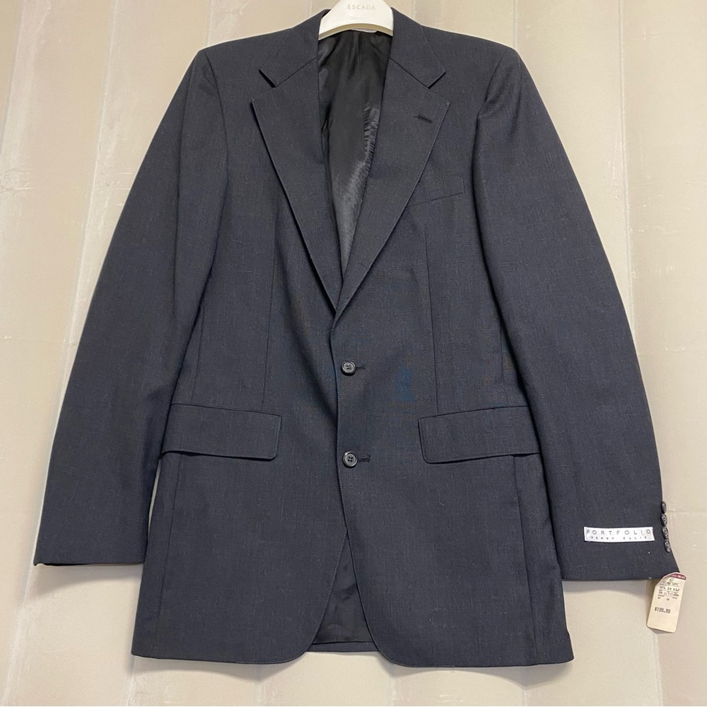 Vintage Portfolio Perry Ellis Blazer Jacket Sport Coat 40L 100% Worsted Wool NWT